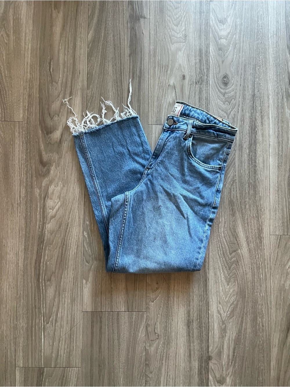 BDG Light Blue Raw Hem Ankle Jeans